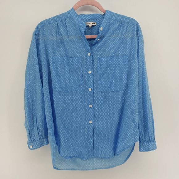 Madewell x Daryl K button up top polka-dot blue cotton - Picture 3 of 8